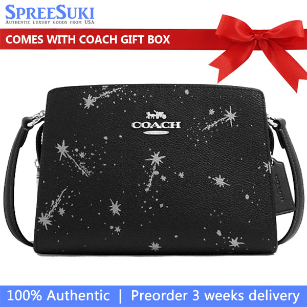 Coach Gia Crossbody Bag With Star Print Silver Black Multi # CCK78