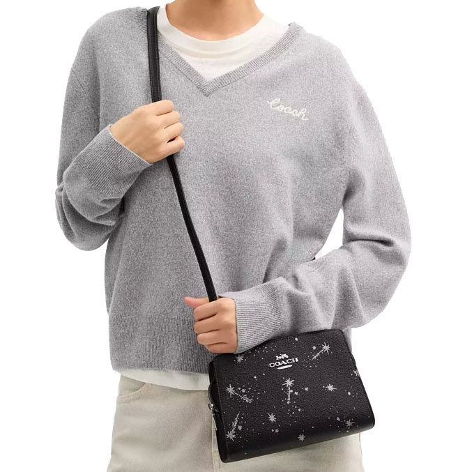 Coach Gia Crossbody Bag With Star Print Silver Black Multi # CCK78