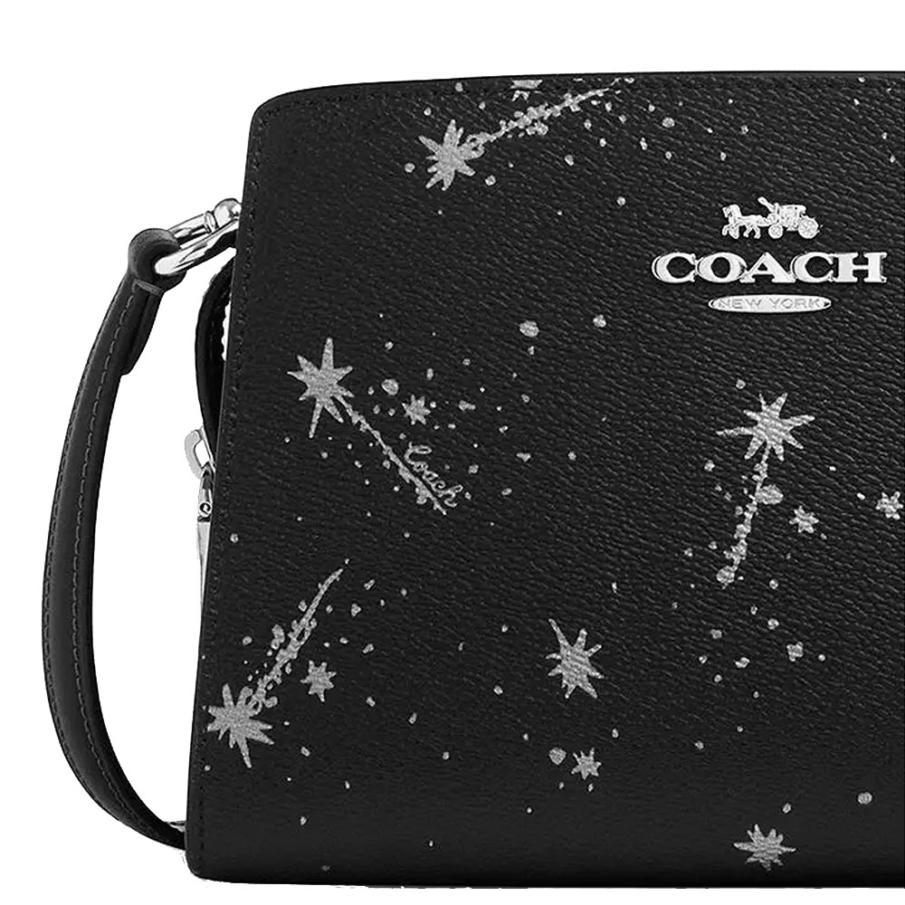 Coach Gia Crossbody Bag With Star Print Silver Black Multi # CCK78