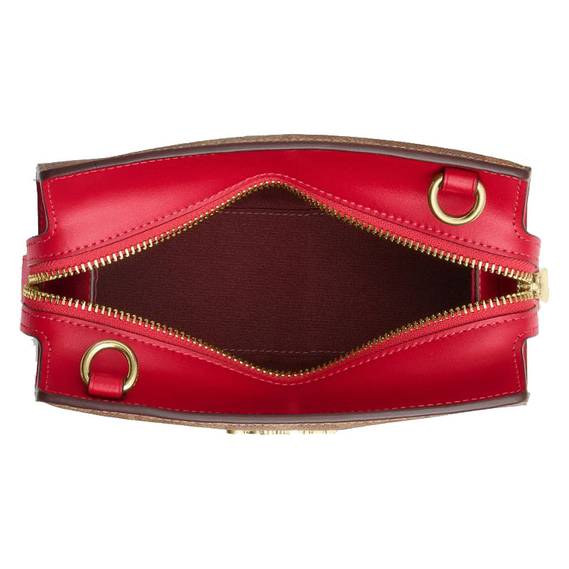 Coach Gia Crossbody Bag In Signature Canvas Tan Carnation Light Brown # CCK77