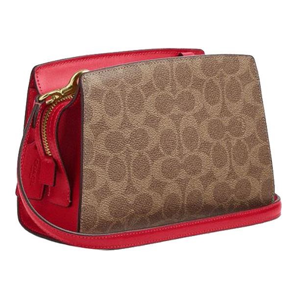 Coach Gia Crossbody Bag In Signature Canvas Tan Carnation Light Brown # CCK77