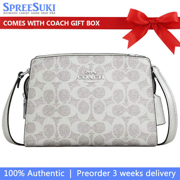 Coach Gia Crossbody Bag In Signature Canvas Silver Gray # CCK70