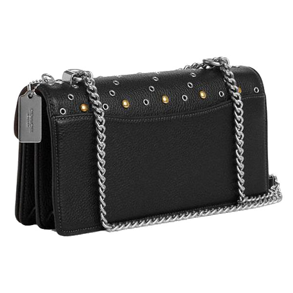 Coach Klare Envelope Crossbody Bag With Rivets Silver Black # CCE31