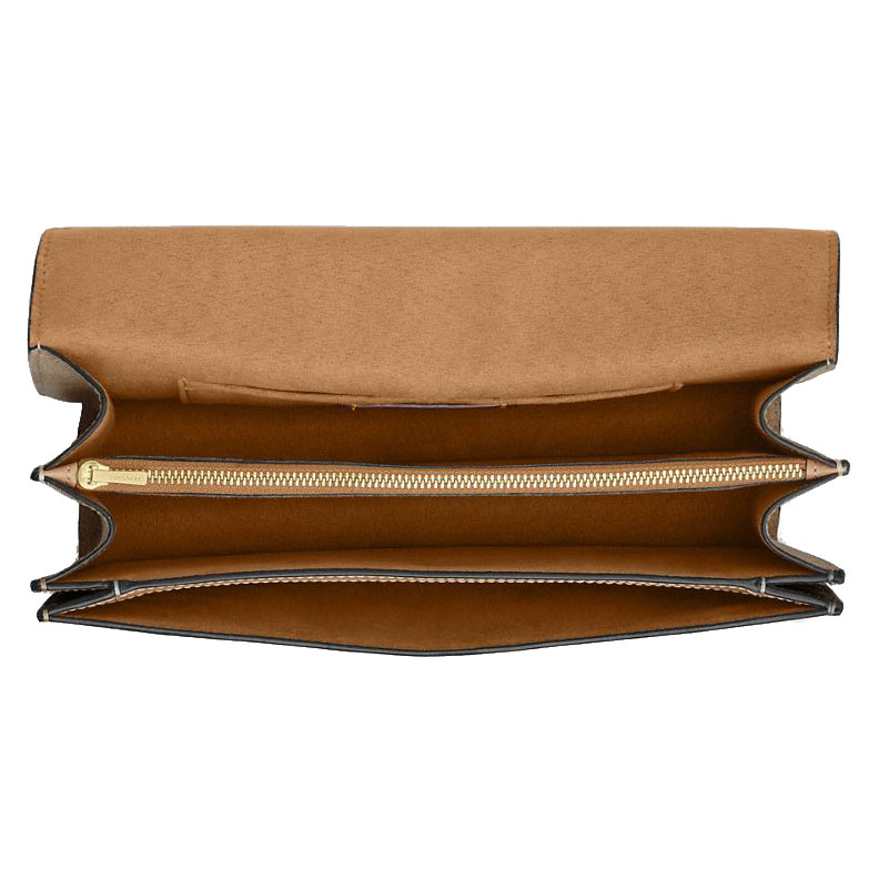 Coach Klare Envelope Crossbody Bag In Blocked Signature Canvas Walnut Tan Dark Brown # CBI99