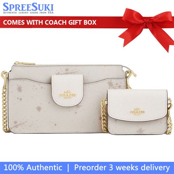 Coach Poppy Crossbody Bag With Star Print Chalk Multi White # CCK80