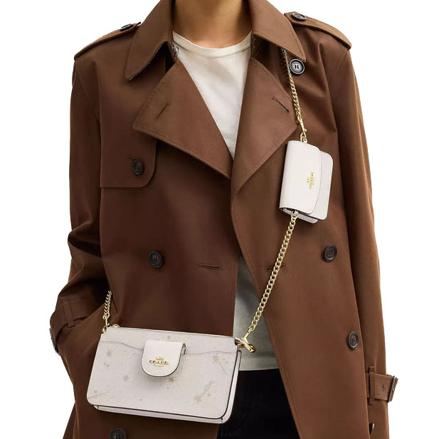 Coach Poppy Crossbody Bag With Star Print Chalk Multi White # CCK80