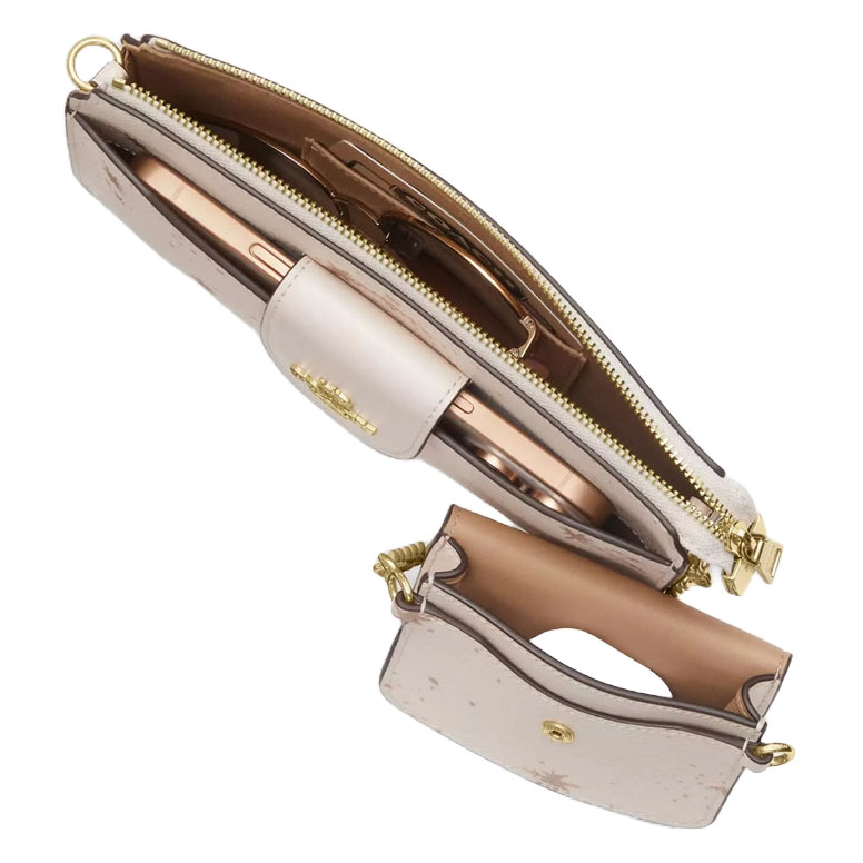 Coach Poppy Crossbody Bag With Star Print Chalk Multi White # CCK80