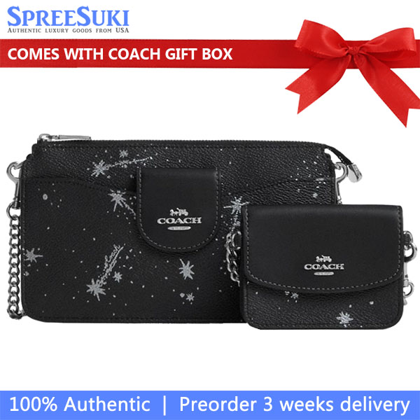Coach Poppy Crossbody Bag With Star Print Black Multi # CCK80