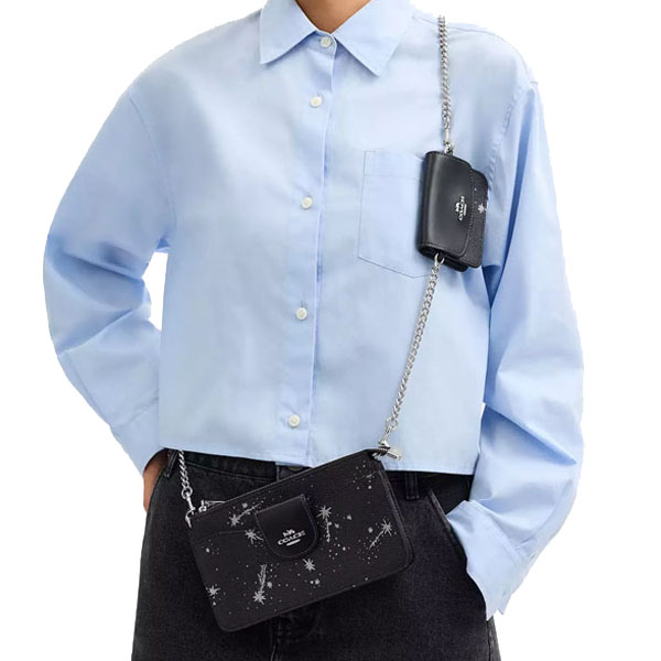 Coach Poppy Crossbody Bag With Star Print Black Multi # CCK80