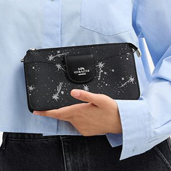 Coach Poppy Crossbody Bag With Star Print Black Multi # CCK80