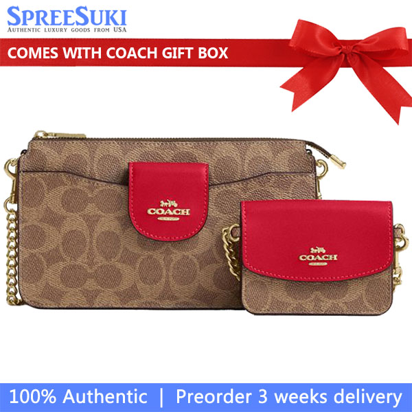 Coach Poppy Crossbody Bag In Signature Canvas Tan Carnation Light Brown # CCK79