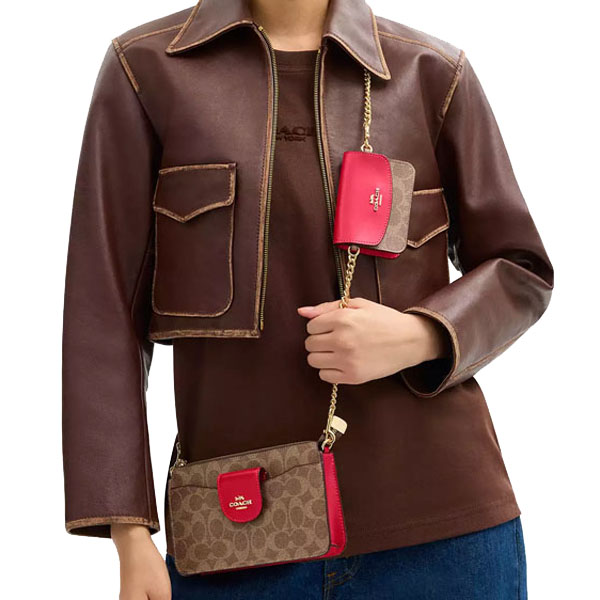 Coach Poppy Crossbody Bag In Signature Canvas Tan Carnation Light Brown # CCK79