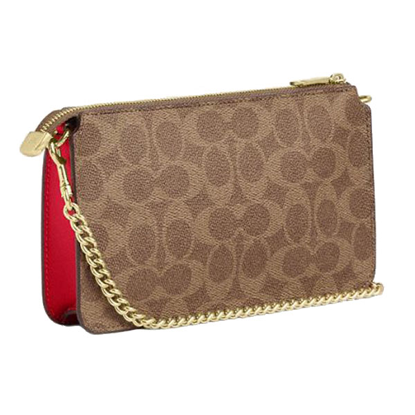 Coach Poppy Crossbody Bag In Signature Canvas Tan Carnation Light Brown # CCK79