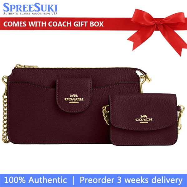 Coach Poppy Crossbody Bag Dark Wine Dark Red # CCK65