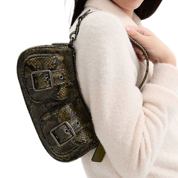 Coach Ashton Bag With Snake Print Gunmetal Olive Multi Army Green # CCE38