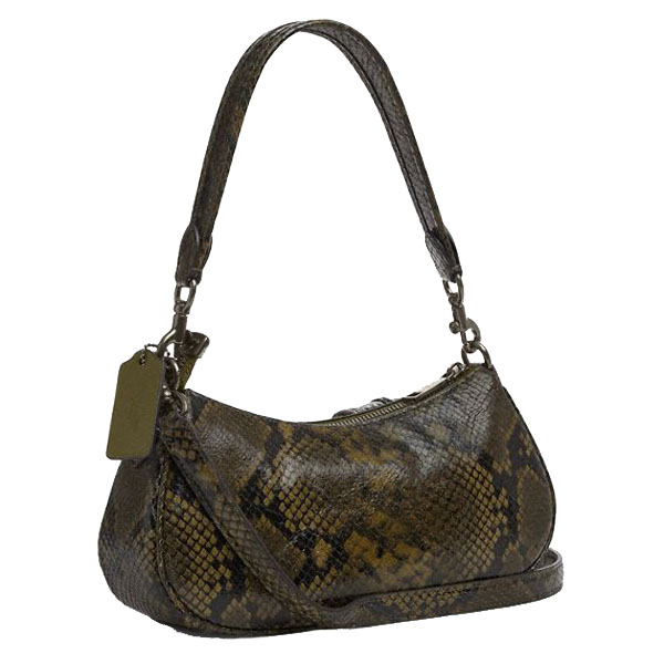 Coach Ashton Bag With Snake Print Gunmetal Olive Multi Army Green # CCE38
