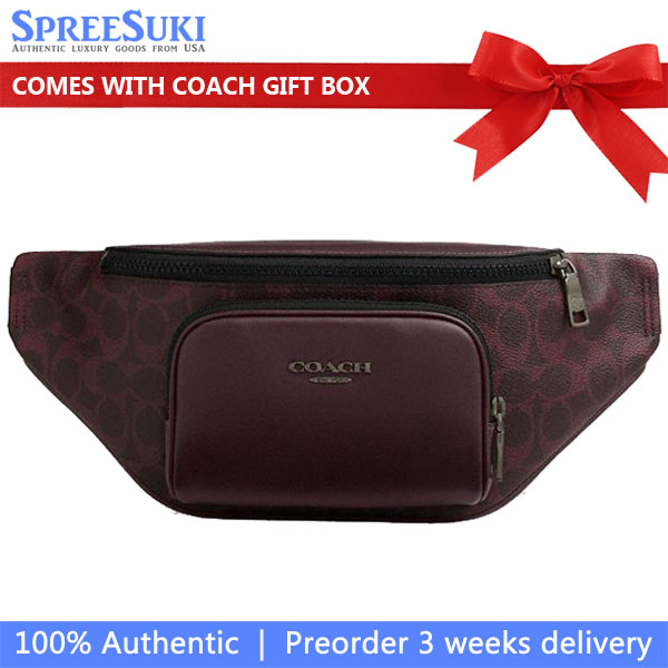 Coach Racer Small Belt Bag In Signature Canvas Black Currant Dark purple # CCE74