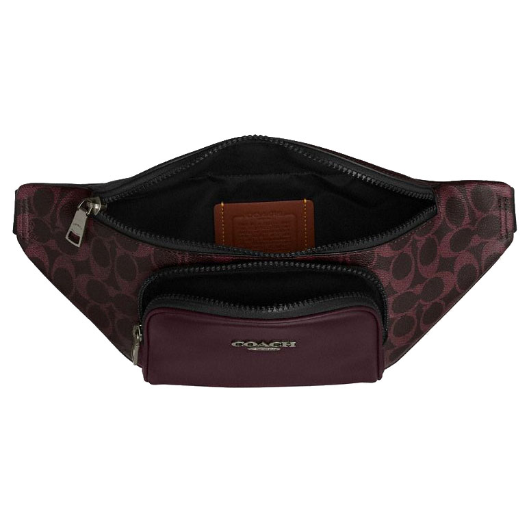 Coach Racer Small Belt Bag In Signature Canvas Black Currant Dark purple # CCE74