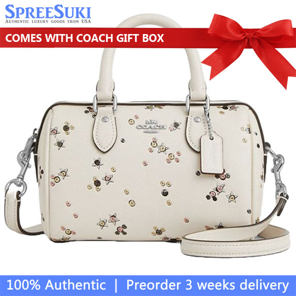 Coach Mini Rowan Crossbody Bag With Star Print Silver Chalk Multi White # CCI68