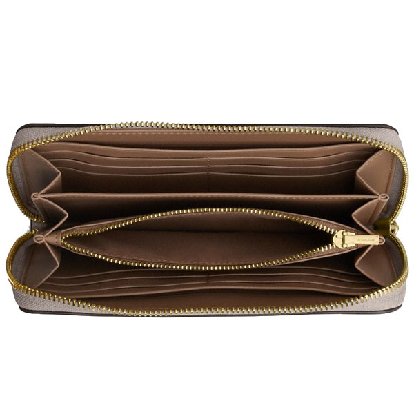 Coach Long Wallet Long Zip Around Wallet Grey Birch # C4451