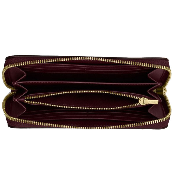 Coach Long Zip Around Wallet Dark Wine # CT083