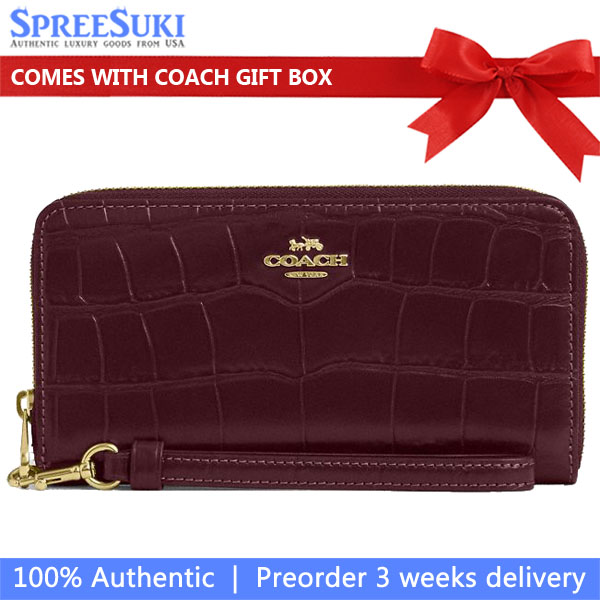 Coach Long Zip Around Wallet Dark Wine # CT083