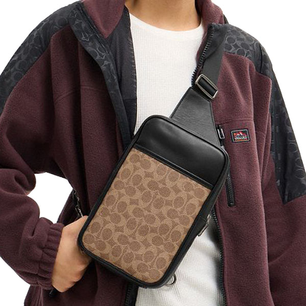 Coach Turner Pack In Signature Canvas Gunmetal Tan Black Light Brown # CCQ51