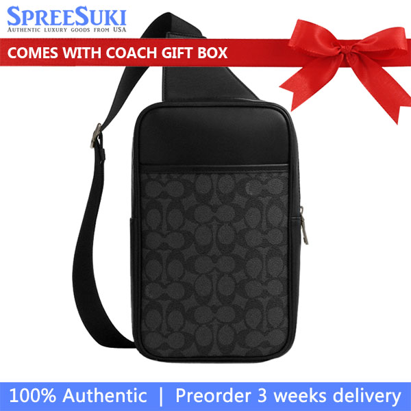 Coach Turner Pack In Signature Canvas Charcoal Black # CCQ51