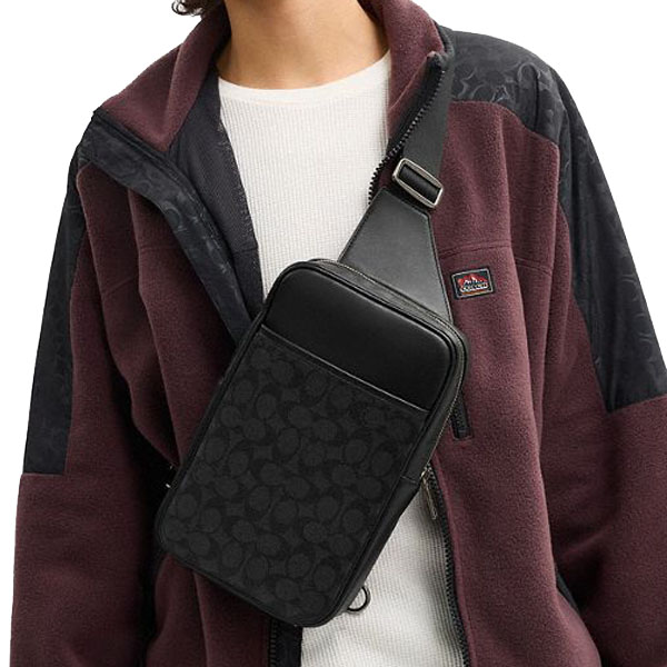 Coach Turner Pack In Signature Canvas Charcoal Black # CCQ51