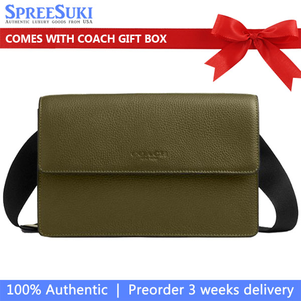 Coach Turner Flap Crossbody Bag Gunmetal Olive Army Green # CCQ52