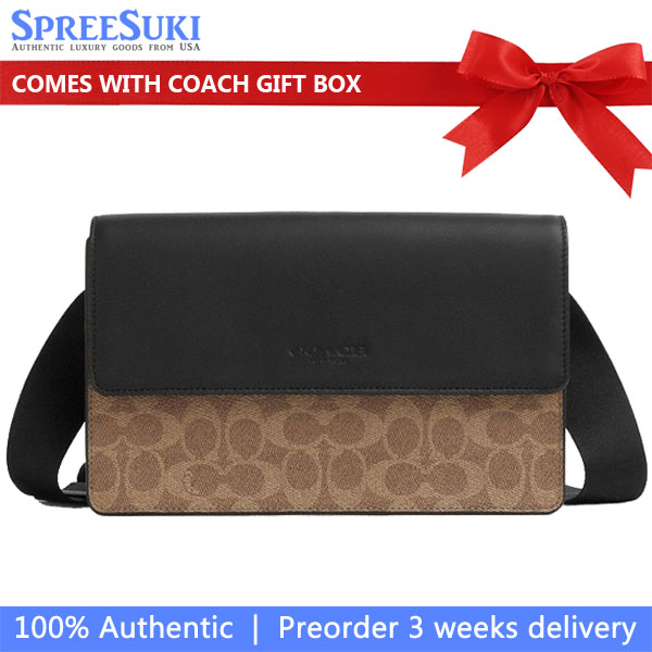 Coach Turner Flap Crossbody Bag In Signature Canvas Gunmetal Light Brown # CCQ53