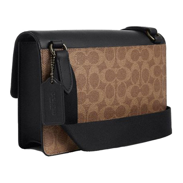 Coach Turner Flap Crossbody Bag In Signature Canvas Gunmetal Light Brown # CCQ53