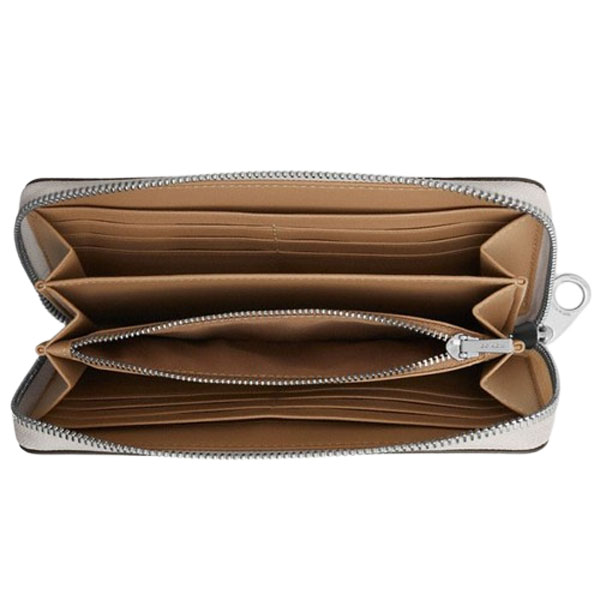 Coach Long Zip Around Wallet With Star Print Silver Chalk Multi Off White # CCL38