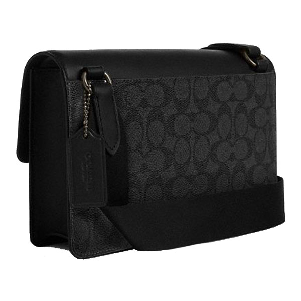 Coach Turner Flap Crossbody Bag In Signature Canvas Charcoal Black # CCQ53