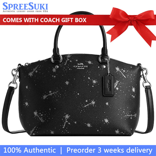 Coach Sadie Satchel Bag With Star Print Silver Black # CCM73