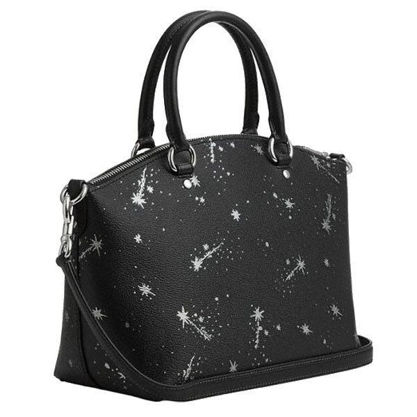 Coach Sadie Satchel Bag With Star Print Silver Black # CCM73