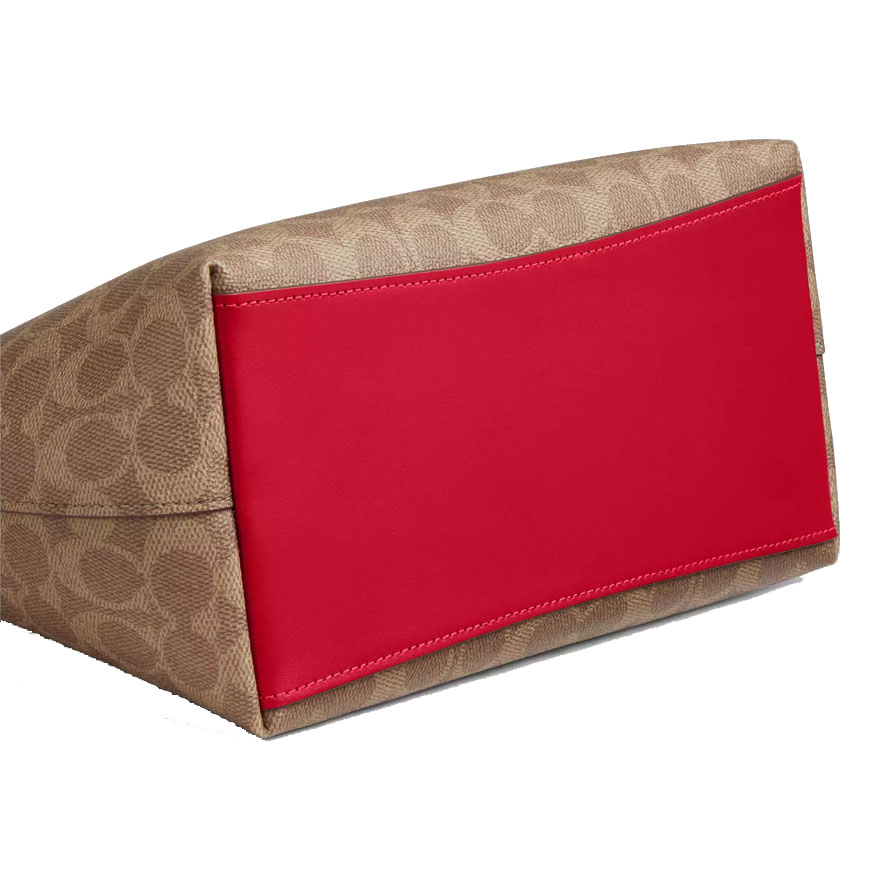 Coach Sadie Satchel Bag In Signature Canvas Tan Carnation Light Brown # CCM72