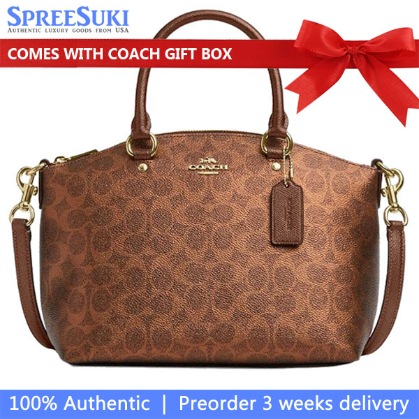 Coach Sadie Satchel Bag In Signature Canvas Brown Copper # CCM71
