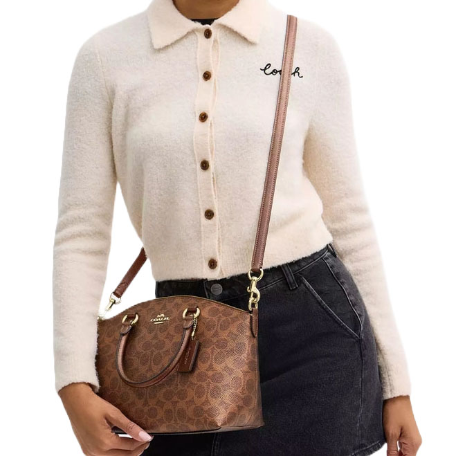 Coach Sadie Satchel Bag In Signature Canvas Brown Copper # CCM71