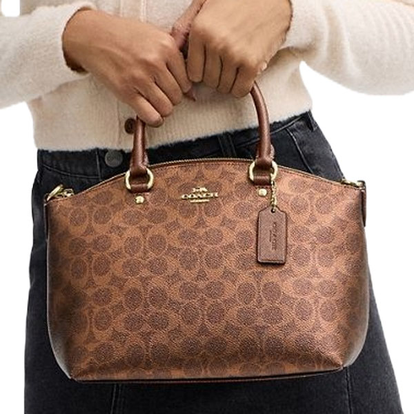 Coach Sadie Satchel Bag In Signature Canvas Brown Copper # CCM71