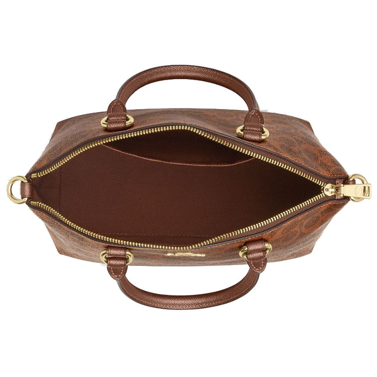 Coach Sadie Satchel Bag In Signature Canvas Brown Copper # CCM71