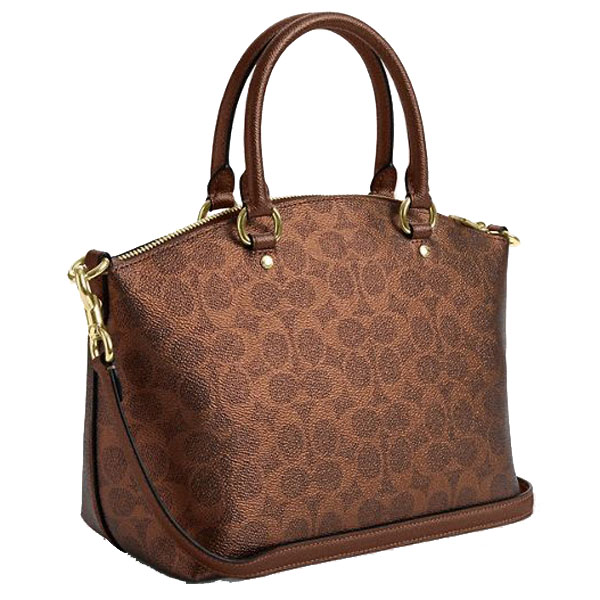 Coach Sadie Satchel Bag In Signature Canvas Brown Copper # CCM71