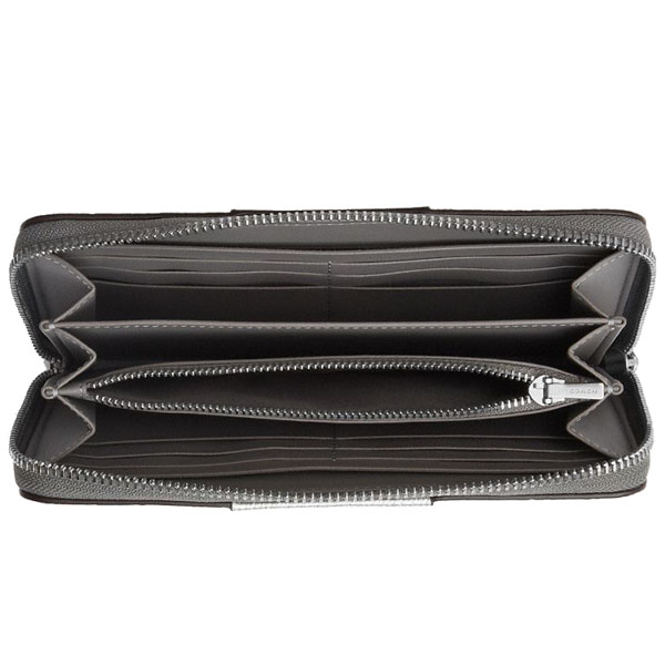 Coach Boxed Long Zip Around Wallet In Signature Canvas Silver Gray Silver Light Grey # CCL91