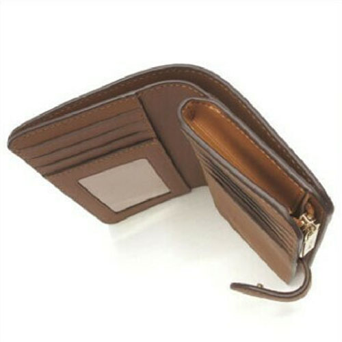 Kate Spade Medium Wallet Lena Pebbled Leather Medium Compact Bifold Wallet Warm Gingerbread Brown # KH787