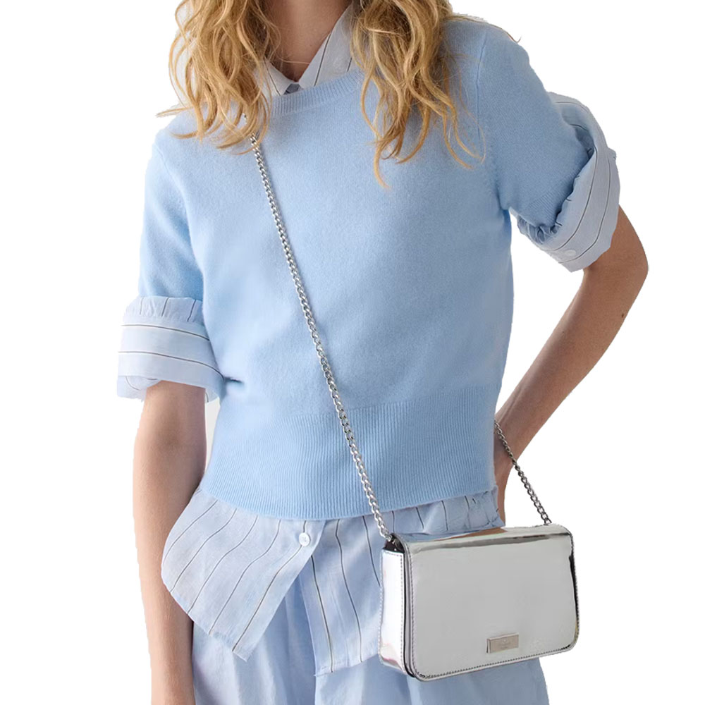 Kate Spade Bridget Mirror Metallic Mini Crossbody Silver # KM564