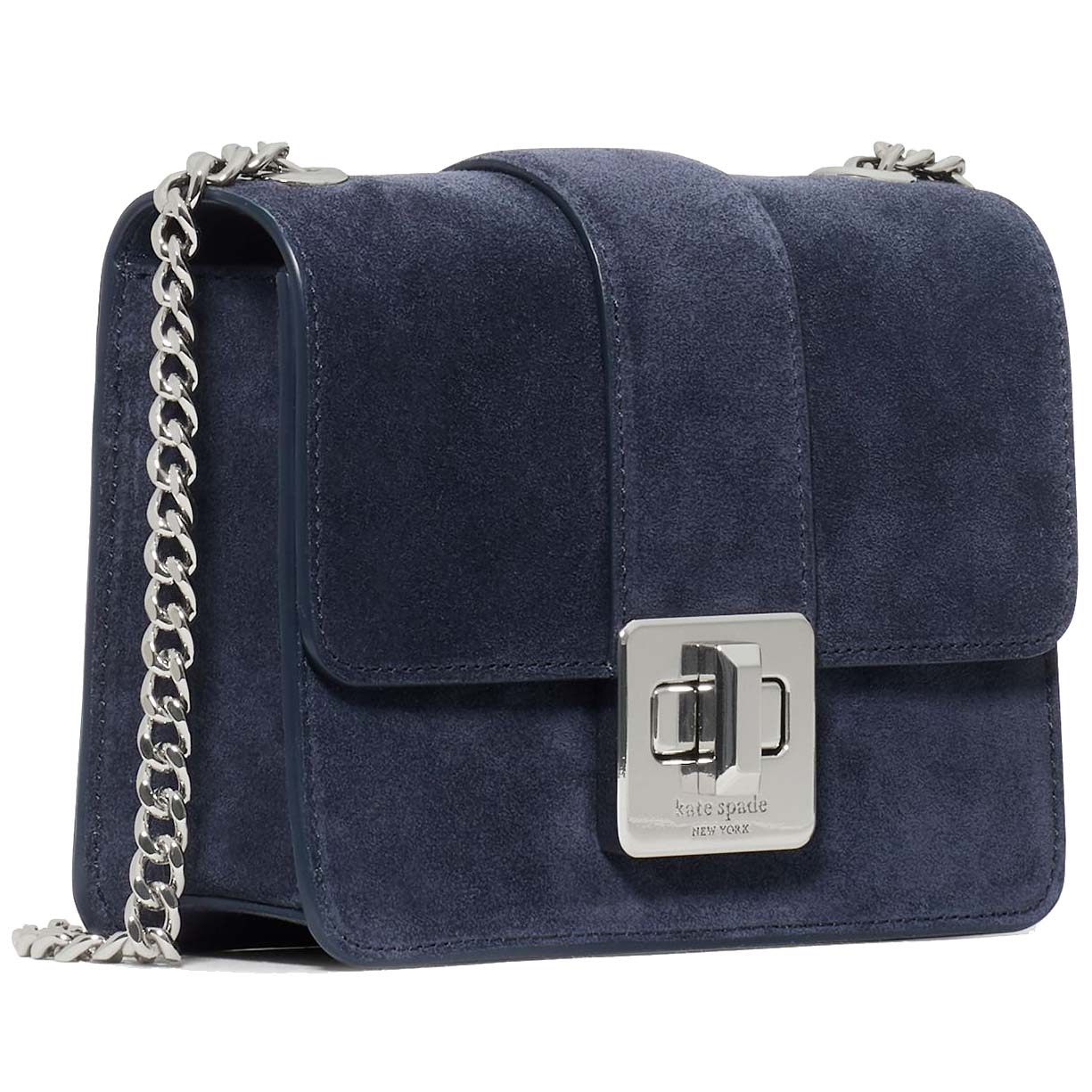 Kate Spade Phoebe Suede Turnlock Mini Flap Crossbody Blazer Blue Dark blue # KM146