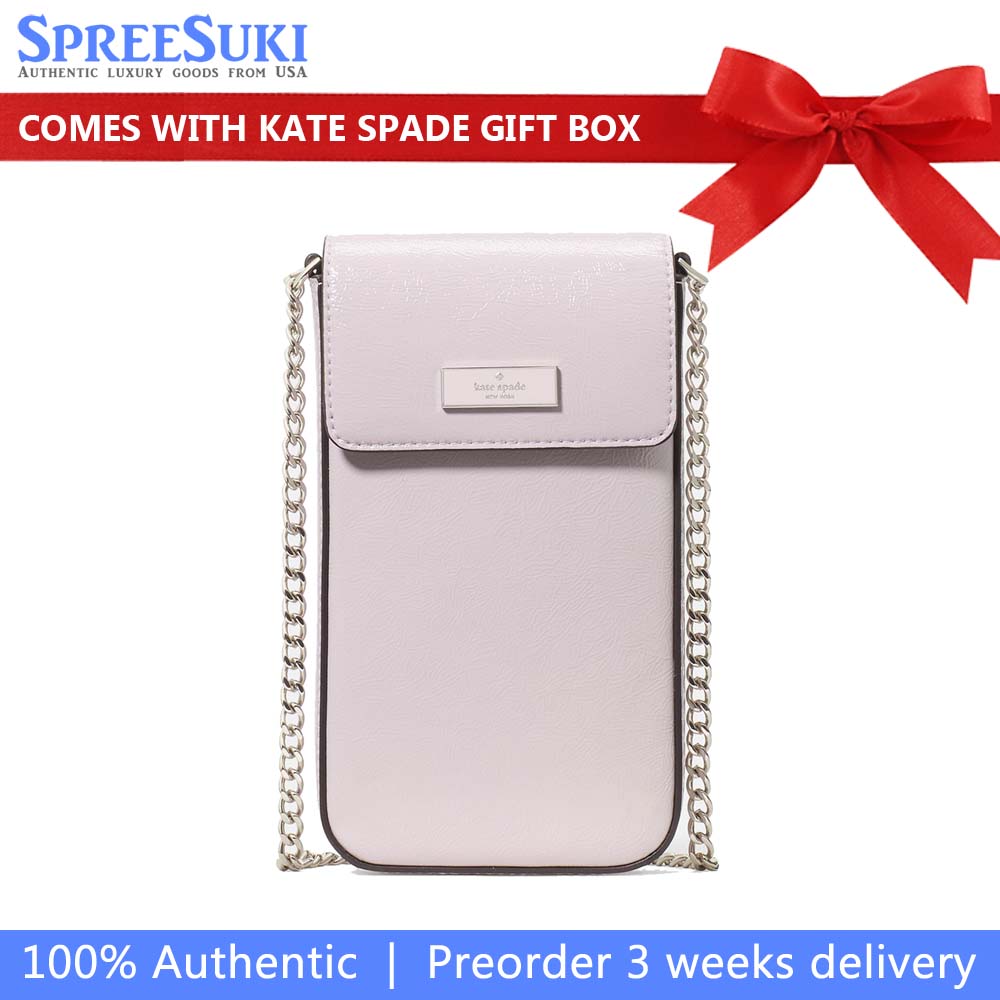 Kate Spade Bridget Crinkle Patent Phone Crossbody Lilac Moonlight Light Purple # KM561