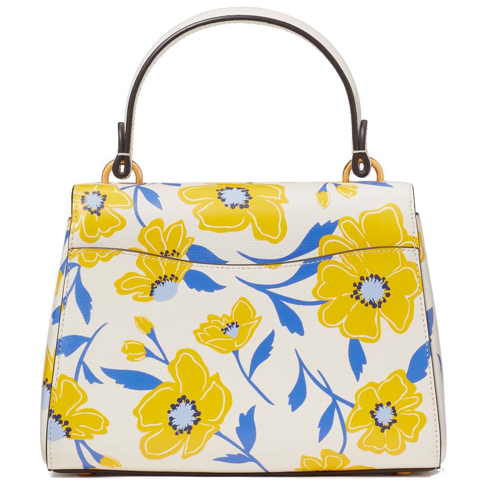 Kate Spade Katy Sunshine Floral Textured Leather Small Top-Handle Bag Cream Multi # KF836