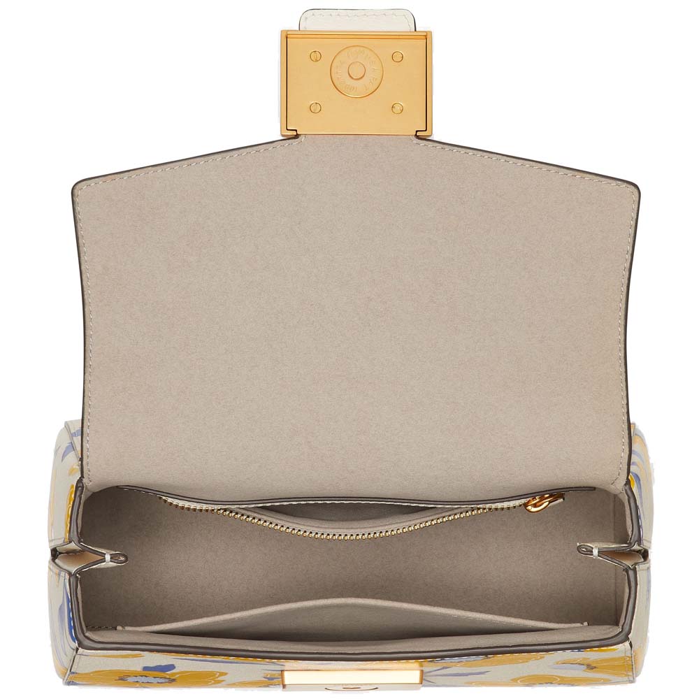 Kate Spade Katy Sunshine Floral Textured Leather Small Top-Handle Bag Cream Multi # KF836