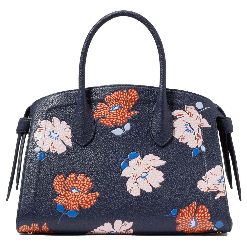 Kate Spade Knott Dotty Floral Embossed Medium Zip-Top Satchel Parisian Navy Multi # KF842